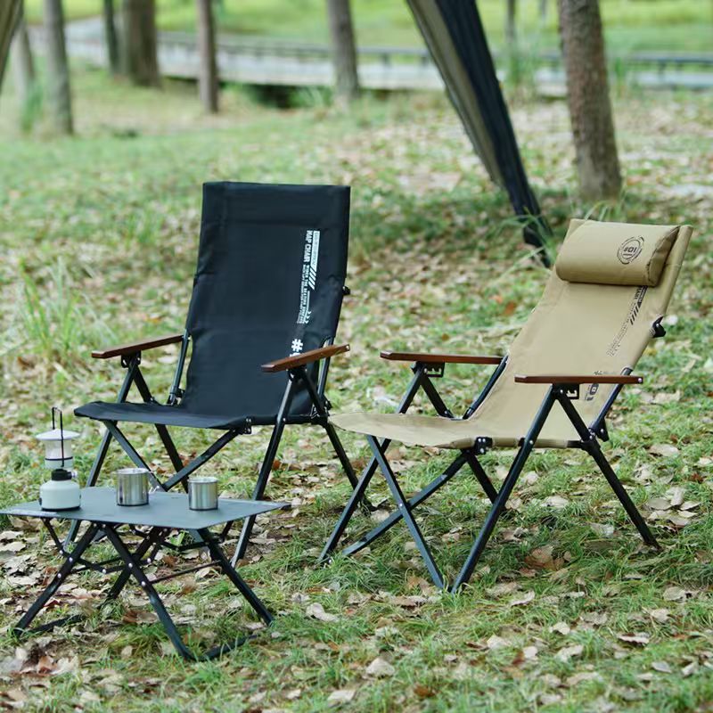 Outdoor Camping Recliner - Folding High Back Beach Camping Chair