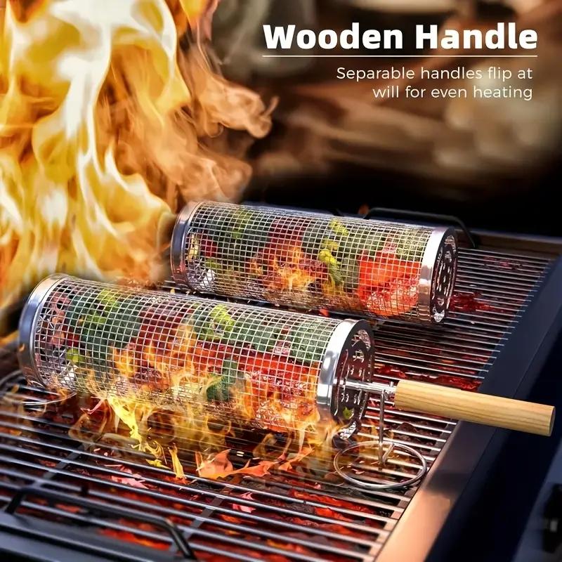 Outdoor Camping Bbq - Stainless Steel BBQ Grill Basket, Round