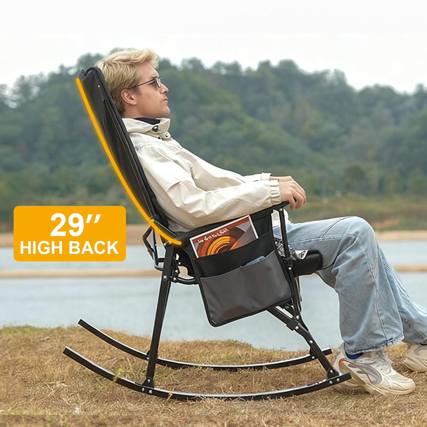 High Back Portable Rocking Cha - Outdoor Camping Rocker 评论和价格