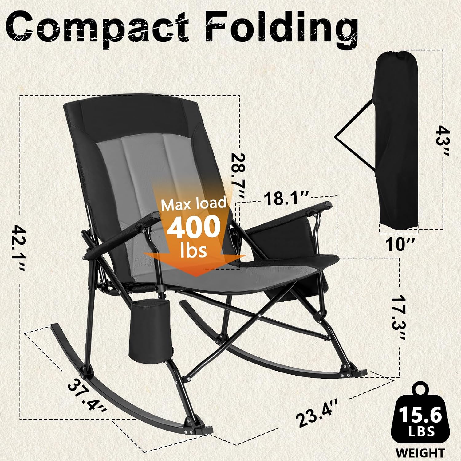 High Back Portable Rocking Cha - Outdoor Camping Rocker 评论和价格