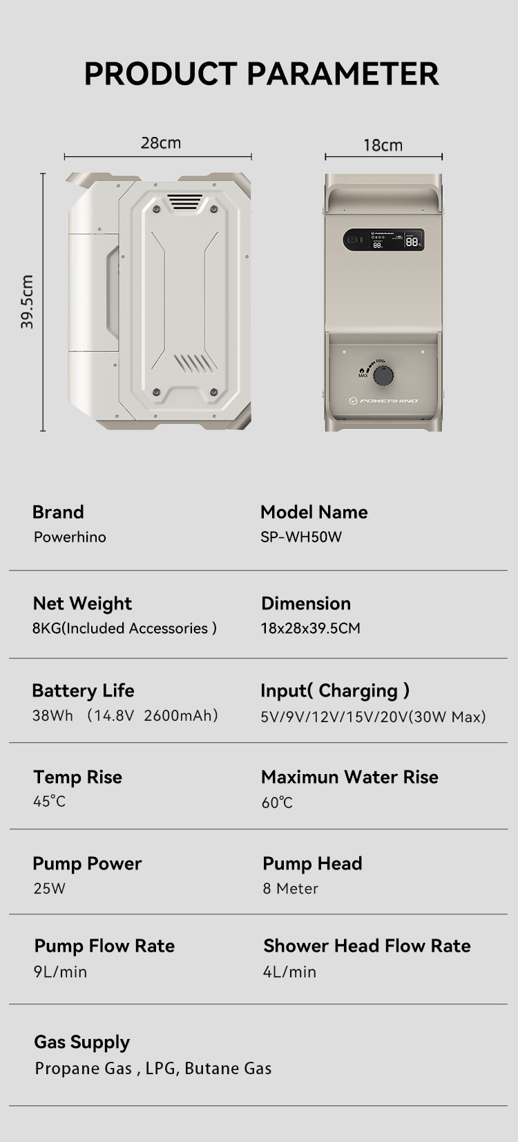 Powerhino Rechargeable 3L Wate - Outdoor Camping Heater 评论和价格